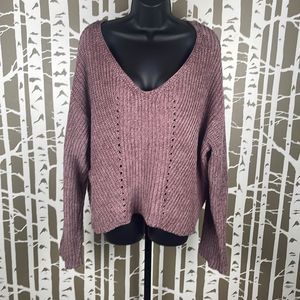 Love @ First Sight Dusty Rose Oversized Cropped Chenille Sweater sz XL
